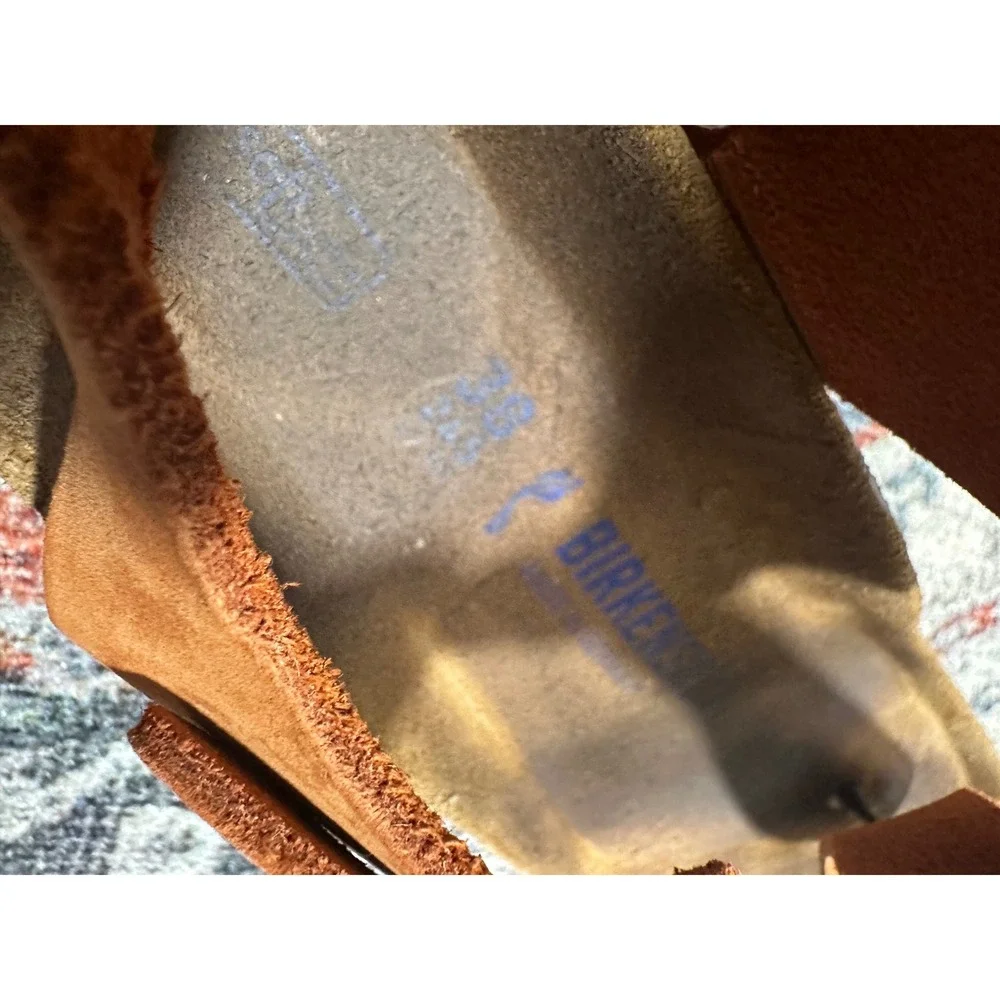 Birkenstock Kairo Backstrap Sandal Women 38 Orange‎ Suede Cork Footbed - Picture 5 of 5